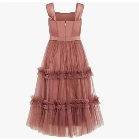 🆕 City Chic pink Dusty Rose layered lightweight Tulle Dress Flattering Fun Prom