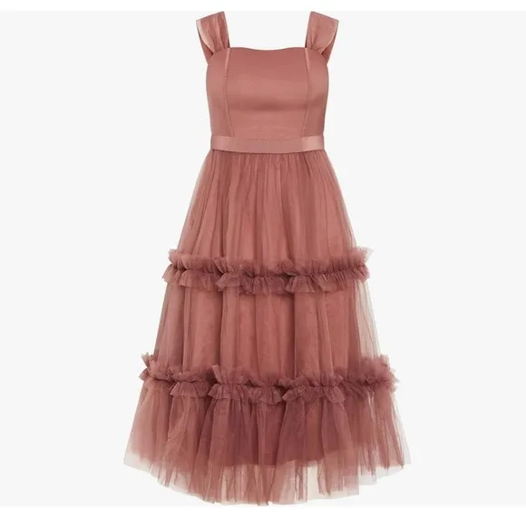 🆕 City Chic pink Dusty Rose layered lightweight Tulle Dress Flattering Fun Prom