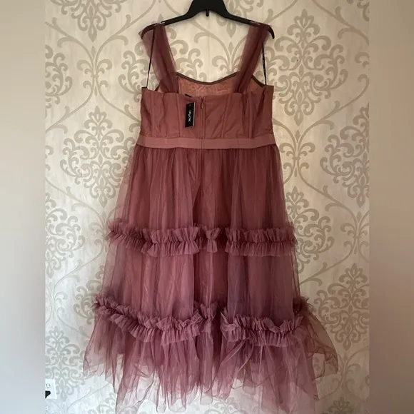 🆕 City Chic pink Dusty Rose layered lightweight Tulle Dress Flattering Fun Prom