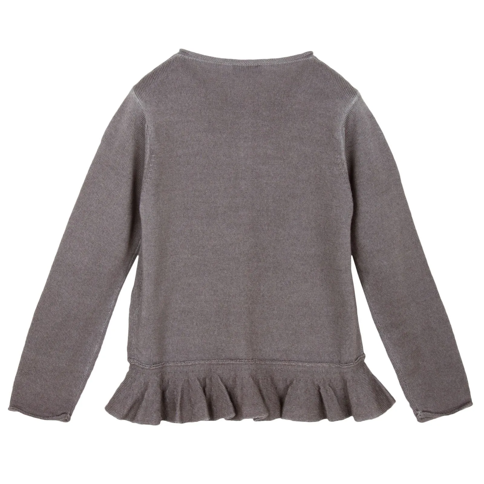 [12-18m] Il Gufo Girls Dark Grey Merino Wool Cardigan w/Peplum Hem