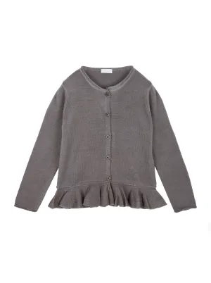 [12-18m] Il Gufo Girls Dark Grey Merino Wool Cardigan w/Peplum Hem
