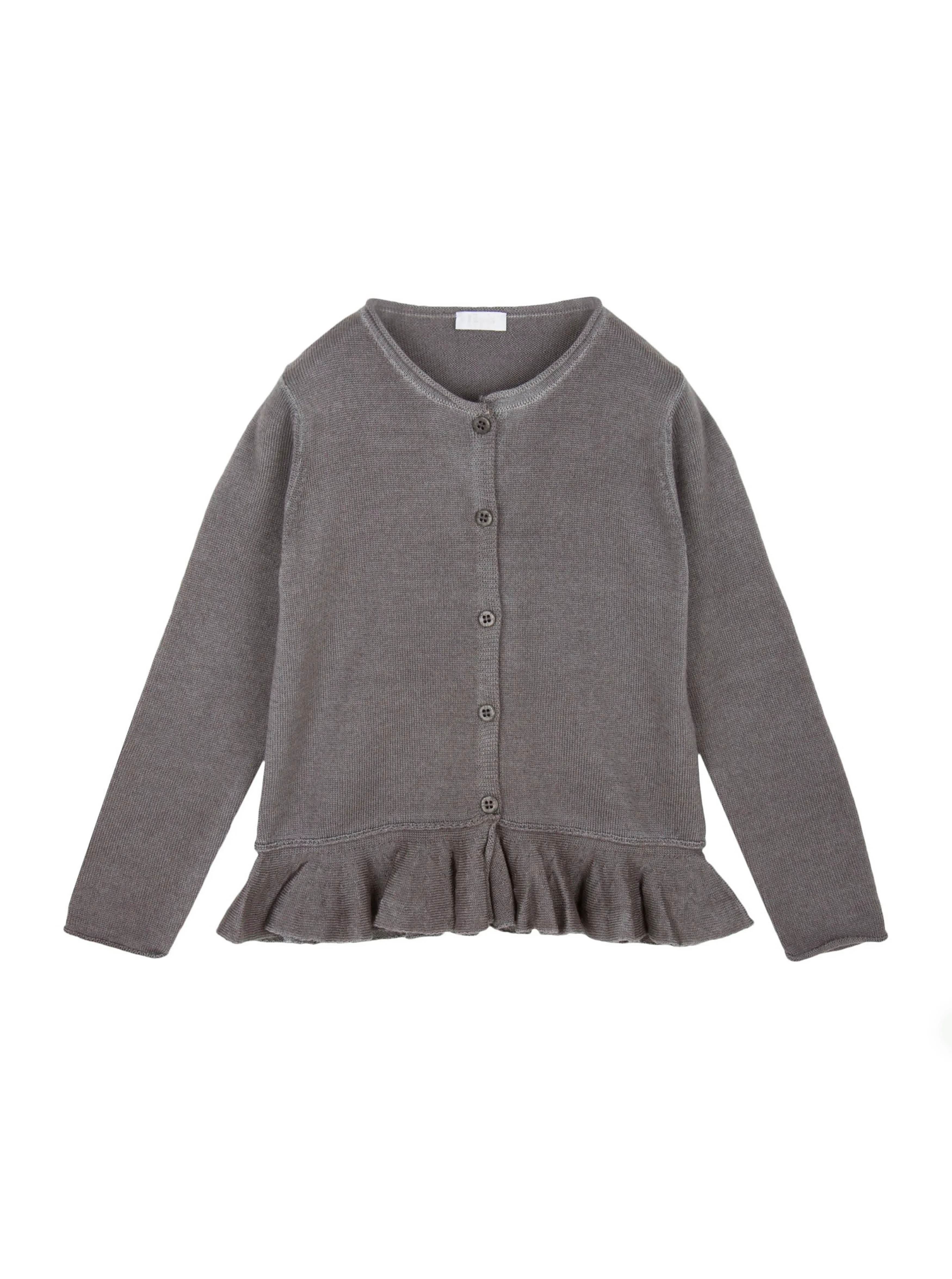 [12-18m] Il Gufo Girls Dark Grey Merino Wool Cardigan w/Peplum Hem