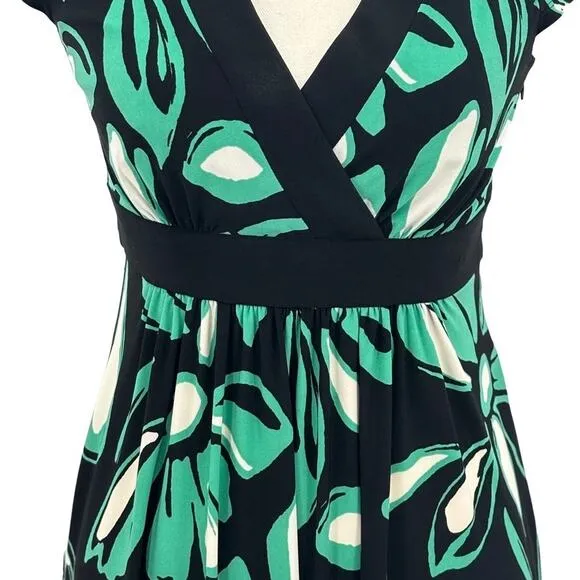 120. Evan Picone Midi Wrap VNeck Side Zipper Fit &amp; Flare Dress 4P