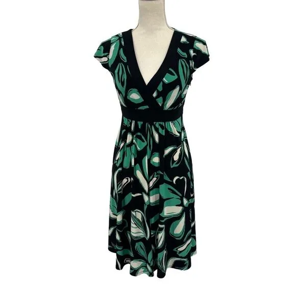 120. Evan Picone Midi Wrap VNeck Side Zipper Fit &amp; Flare Dress 4P