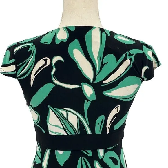 120. Evan Picone Midi Wrap VNeck Side Zipper Fit &amp; Flare Dress 4P