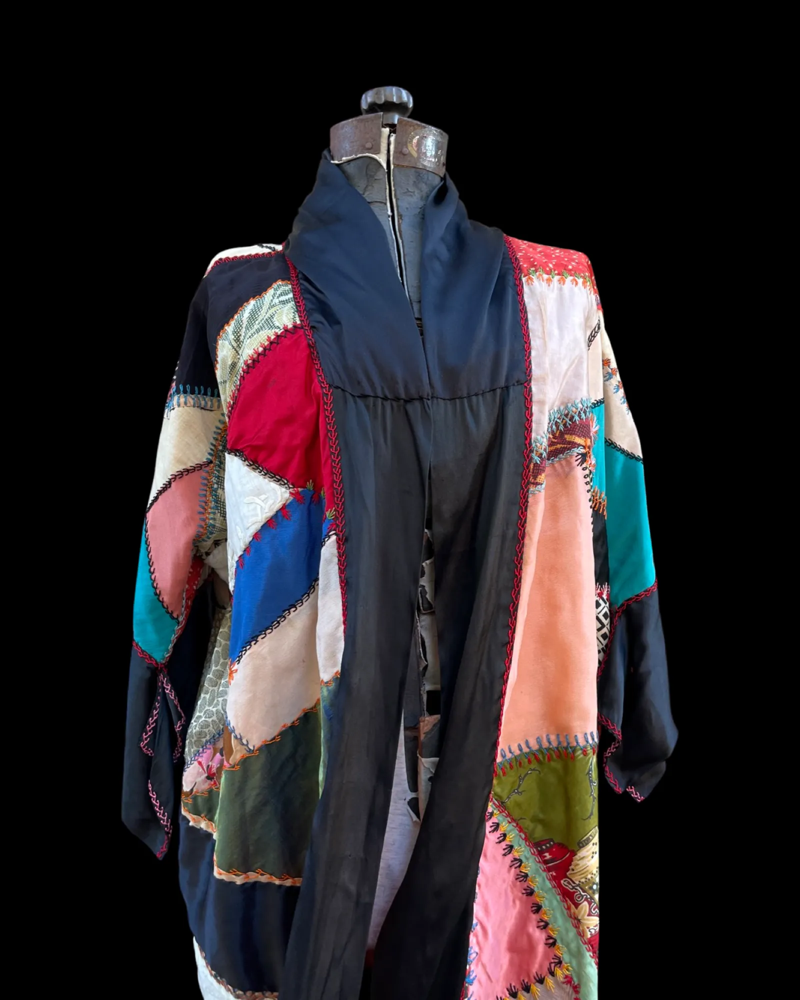 1930s Deco Kimono Style Crazy Quilt Coat