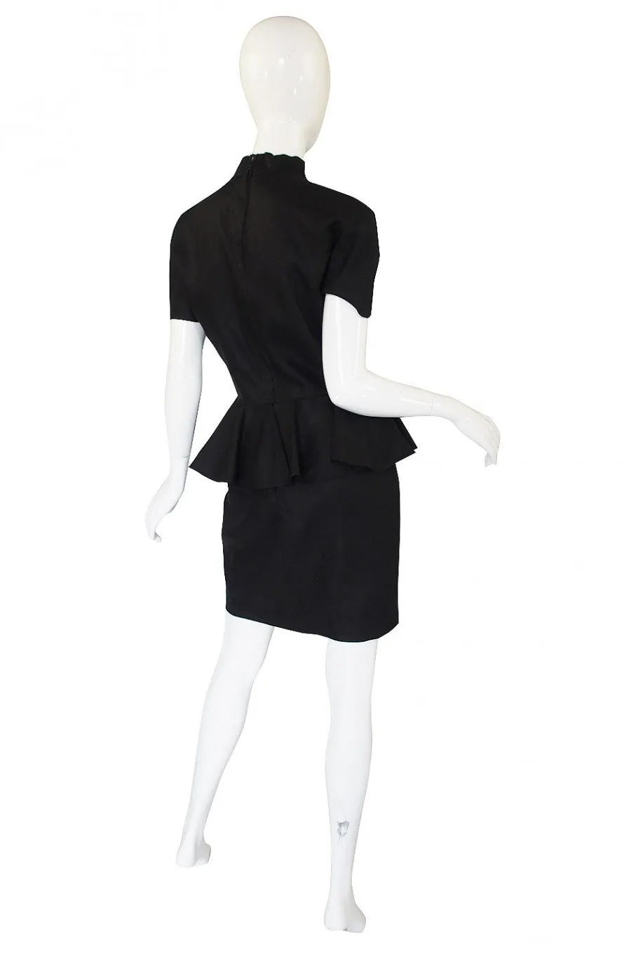 1990s Louid Feraud Linen Peplum Dress