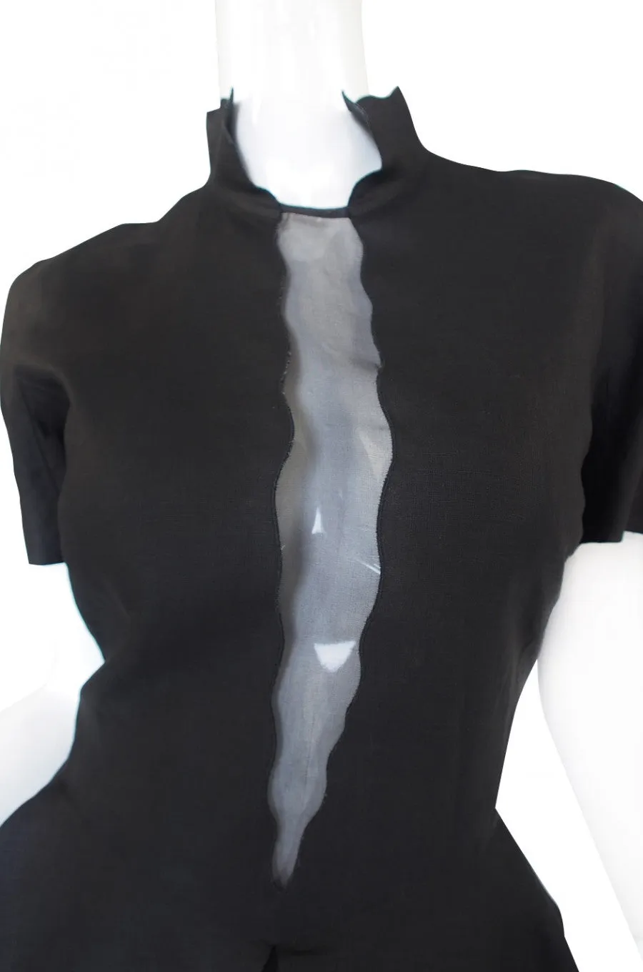 1990s Louid Feraud Linen Peplum Dress