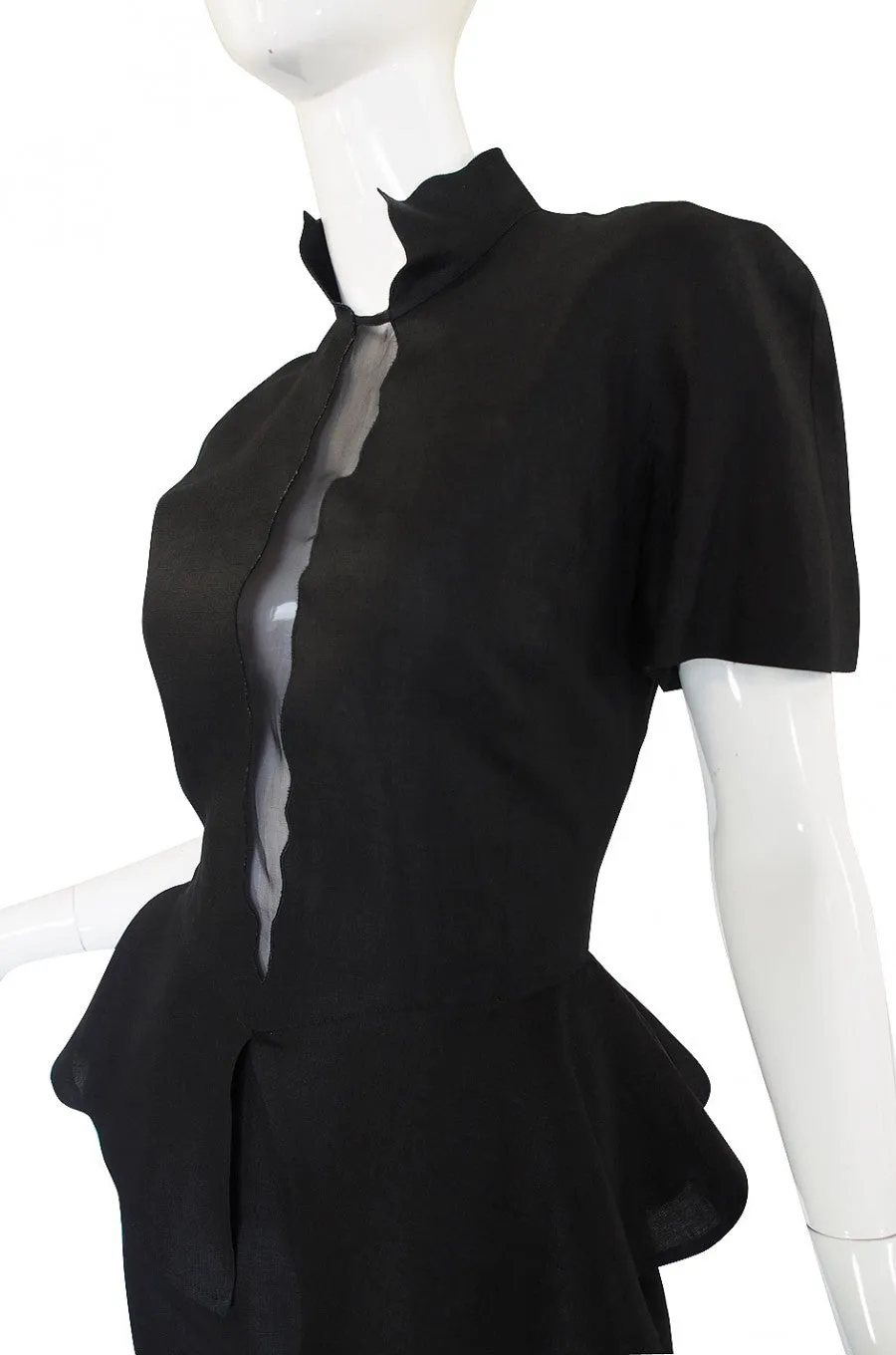 1990s Louid Feraud Linen Peplum Dress