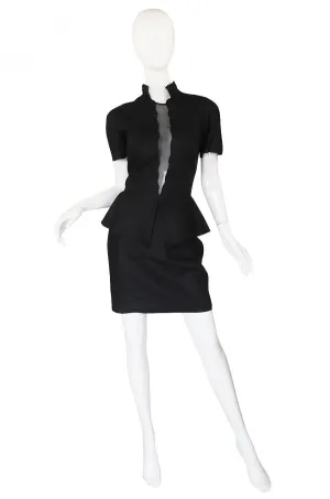 1990s Louid Feraud Linen Peplum Dress