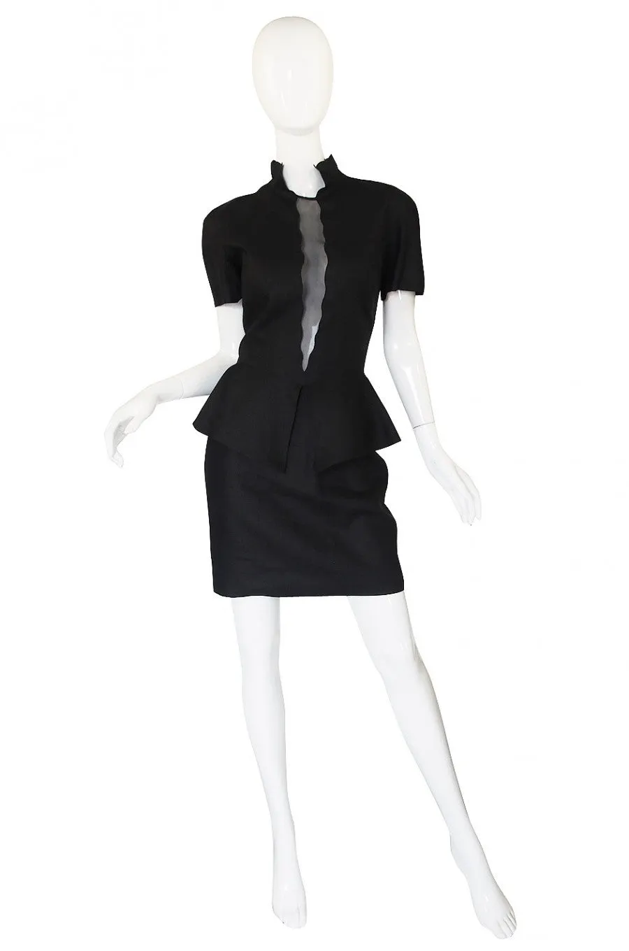 1990s Louid Feraud Linen Peplum Dress