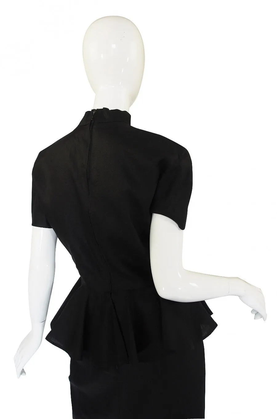 1990s Louid Feraud Linen Peplum Dress