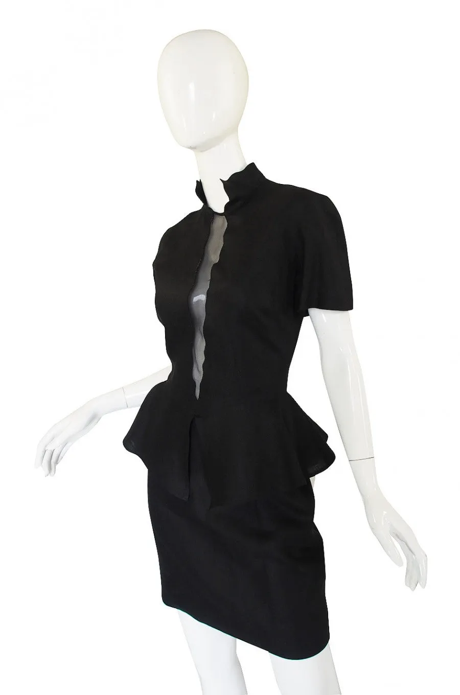1990s Louid Feraud Linen Peplum Dress