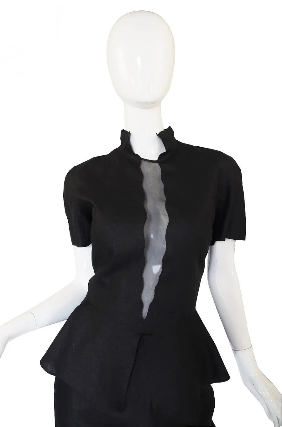 1990s Louid Feraud Linen Peplum Dress