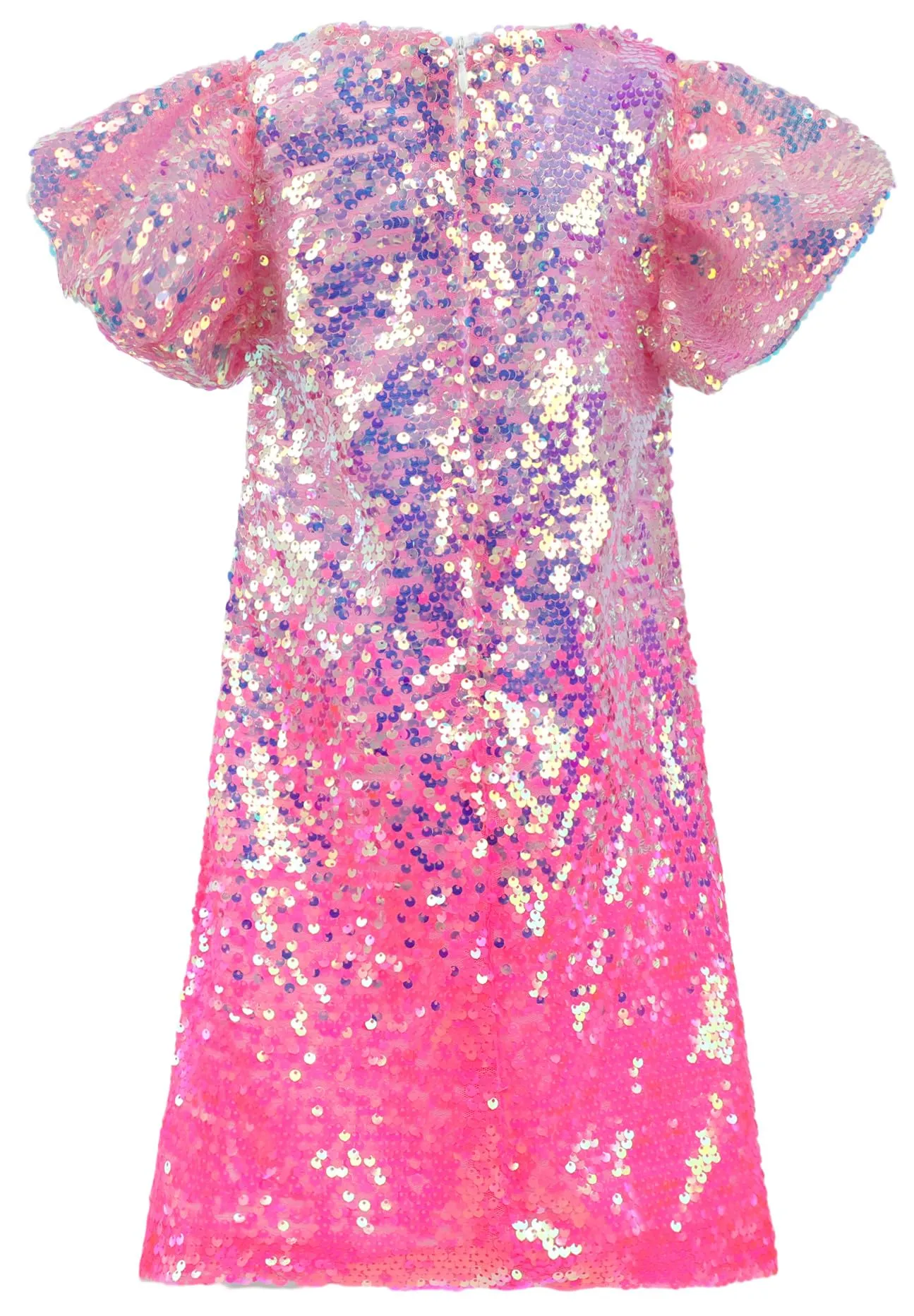 2Bunnies Girls' Bubble Gum Sequin Puff Sleeve Dress