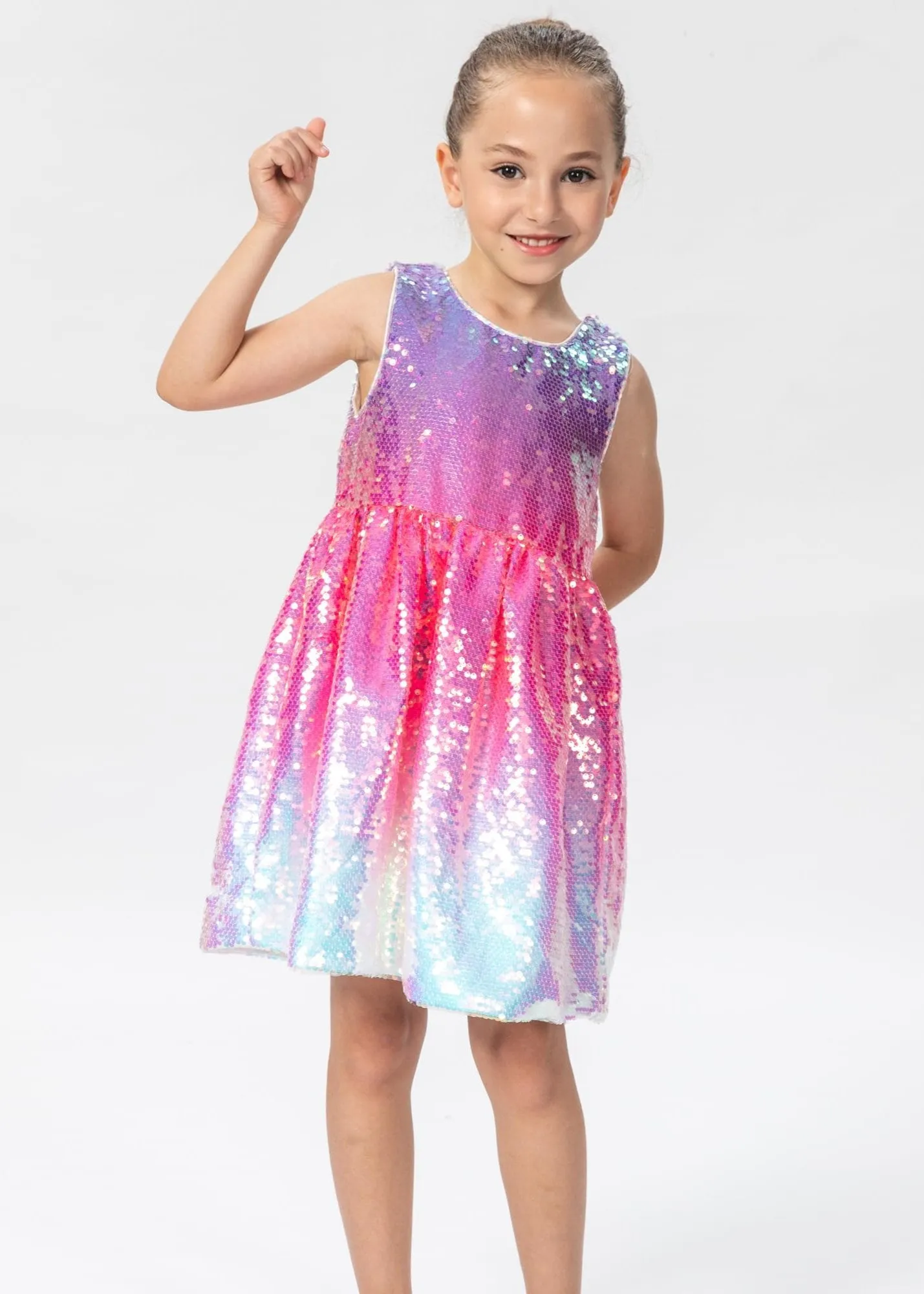 2Bunnies Girls' Lavender Frost Sleeveless Sequin Dress