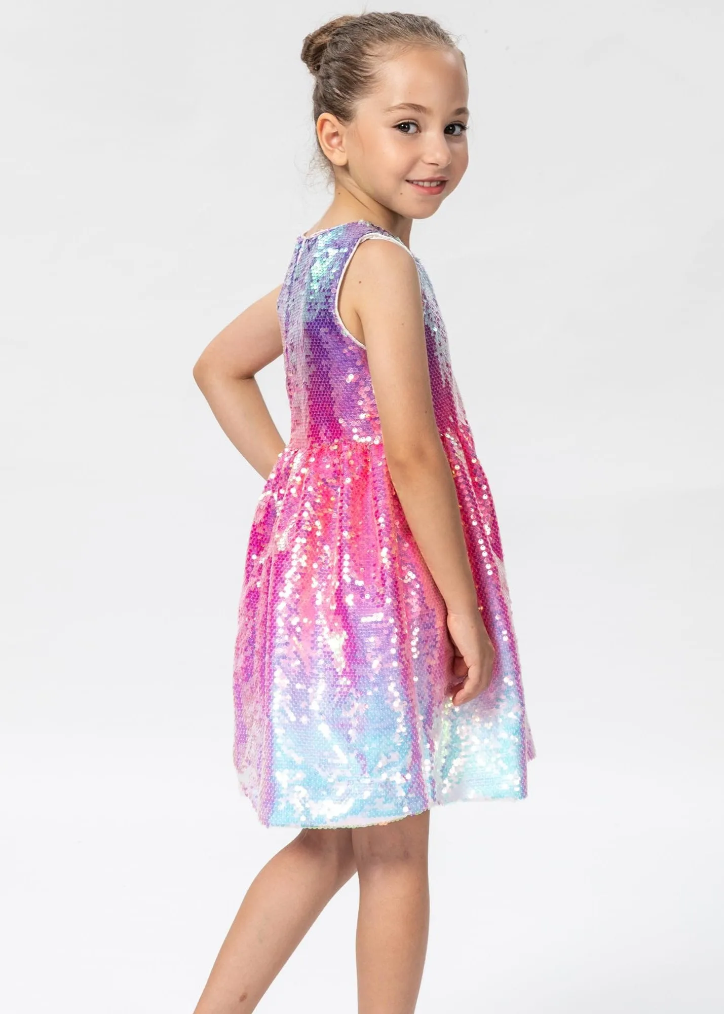 2Bunnies Girls' Lavender Frost Sleeveless Sequin Dress