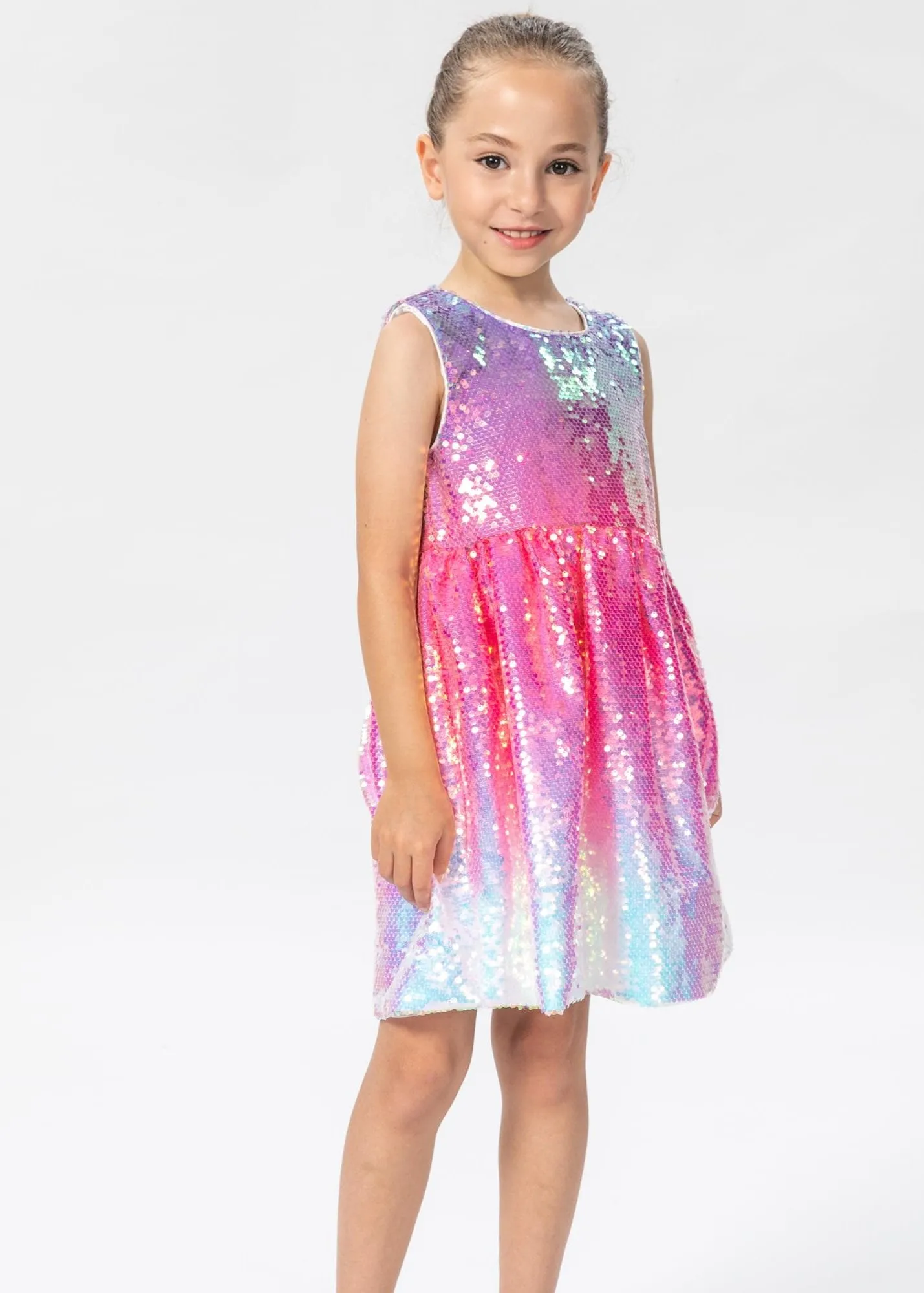 2Bunnies Girls' Lavender Frost Sleeveless Sequin Dress