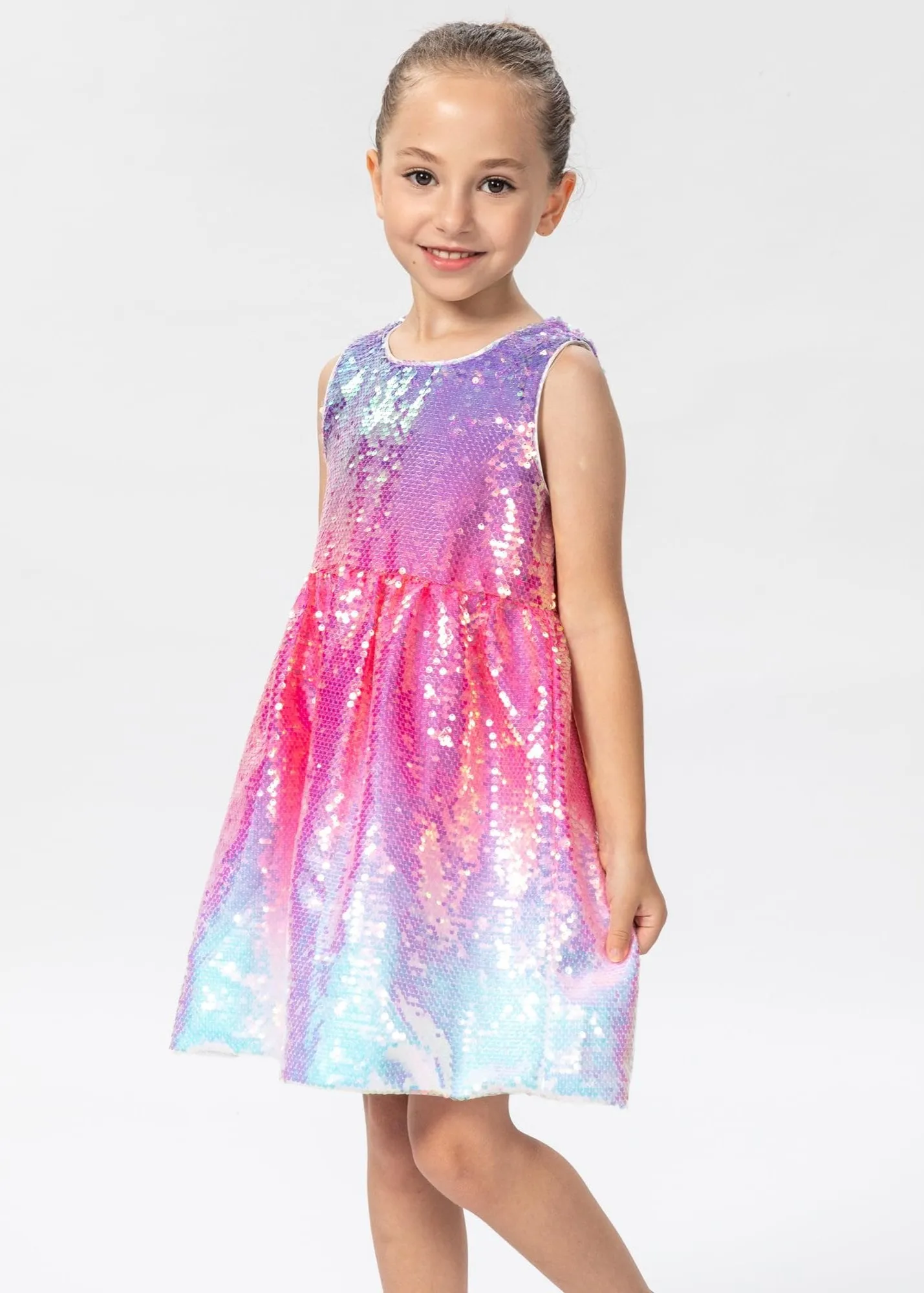 2Bunnies Girls' Lavender Frost Sleeveless Sequin Dress