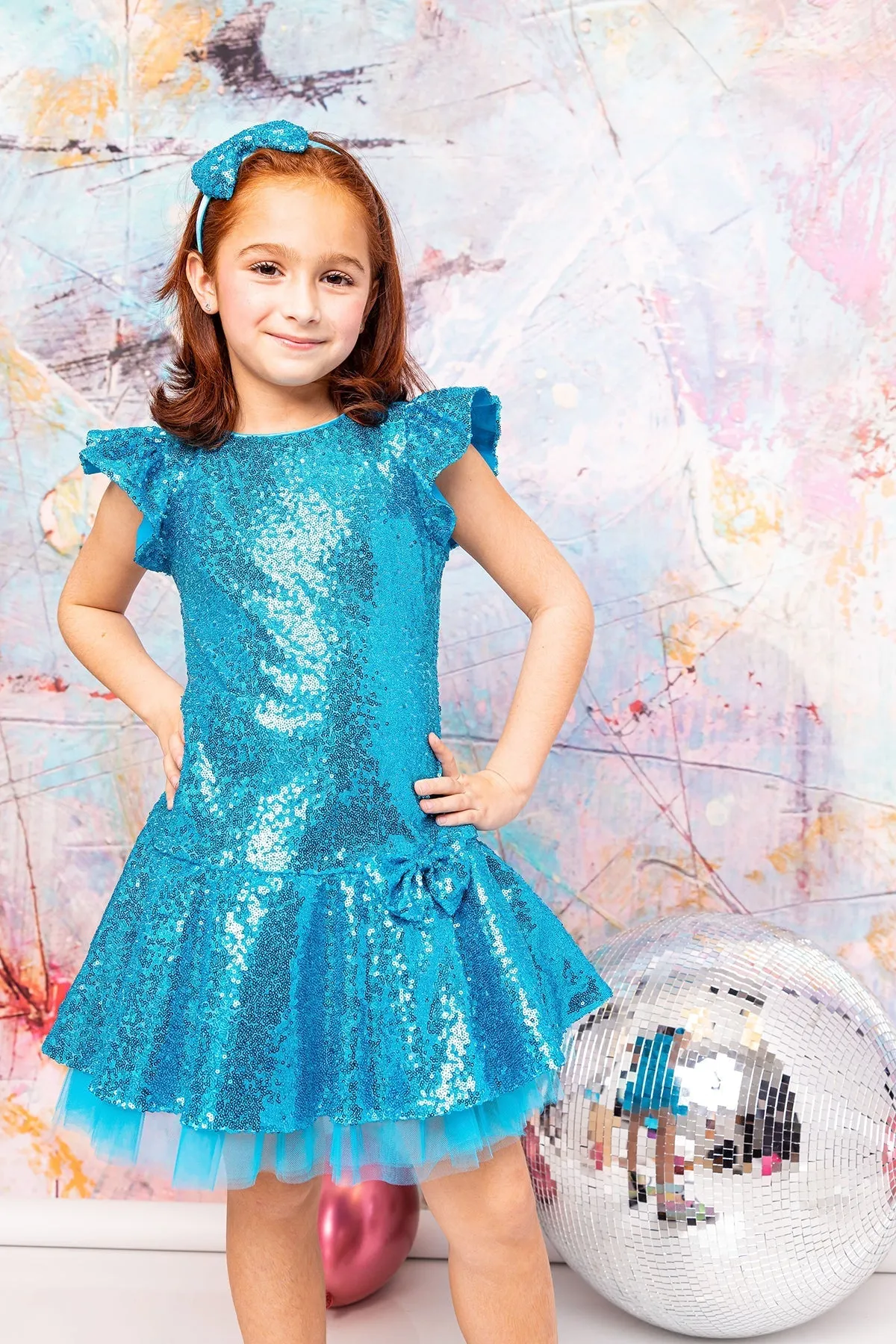 530- Sequin Ruffle Sleeve Tutu Dress