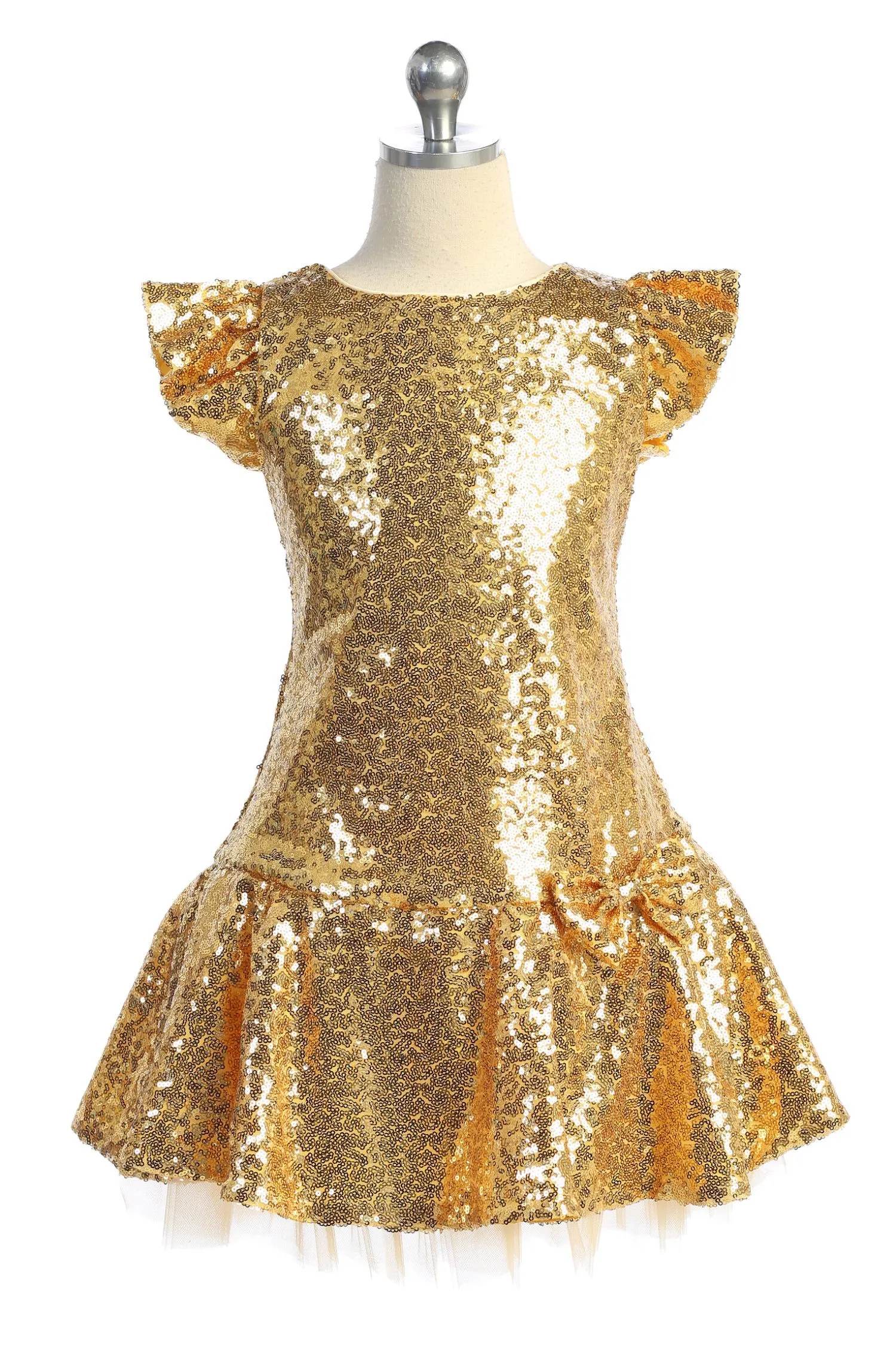 530- Sequin Ruffle Sleeve Tutu Dress