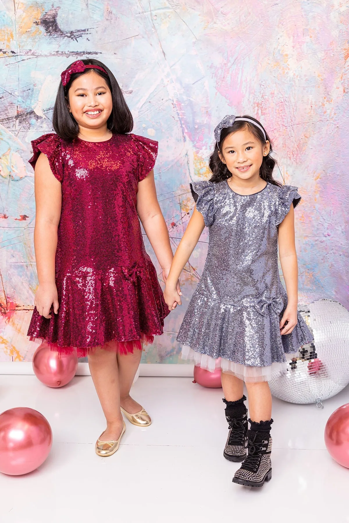 530 - Sequin Ruffle Sleeve Tutu Plus Size Dress