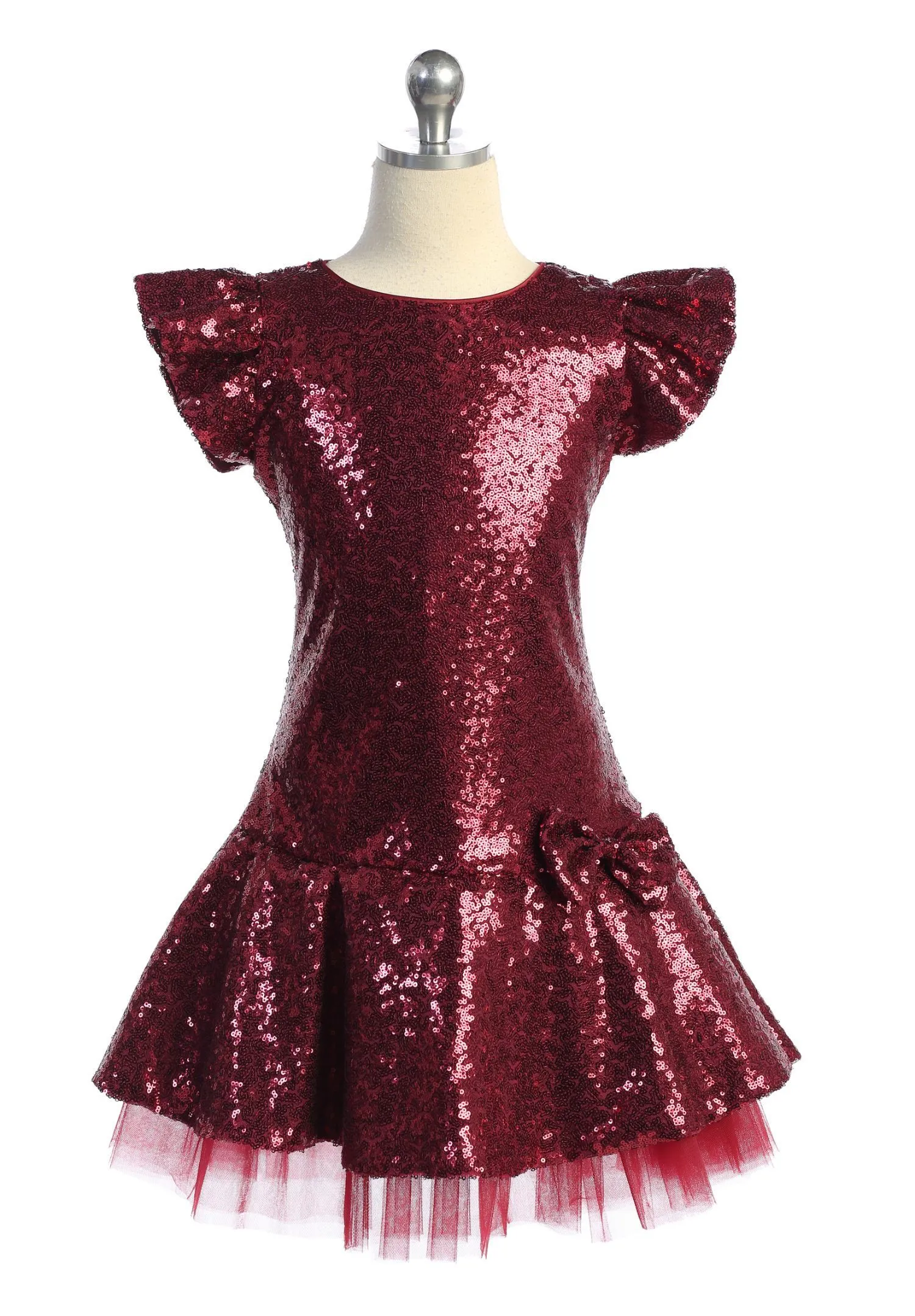 530 - Sequin Ruffle Sleeve Tutu Plus Size Dress