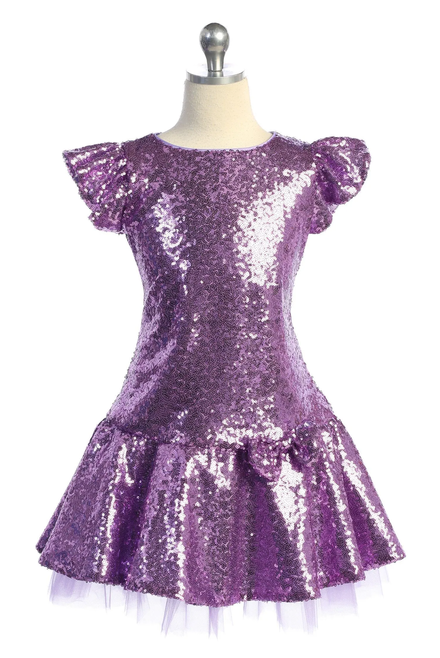 530 - Sequin Ruffle Sleeve Tutu Plus Size Dress