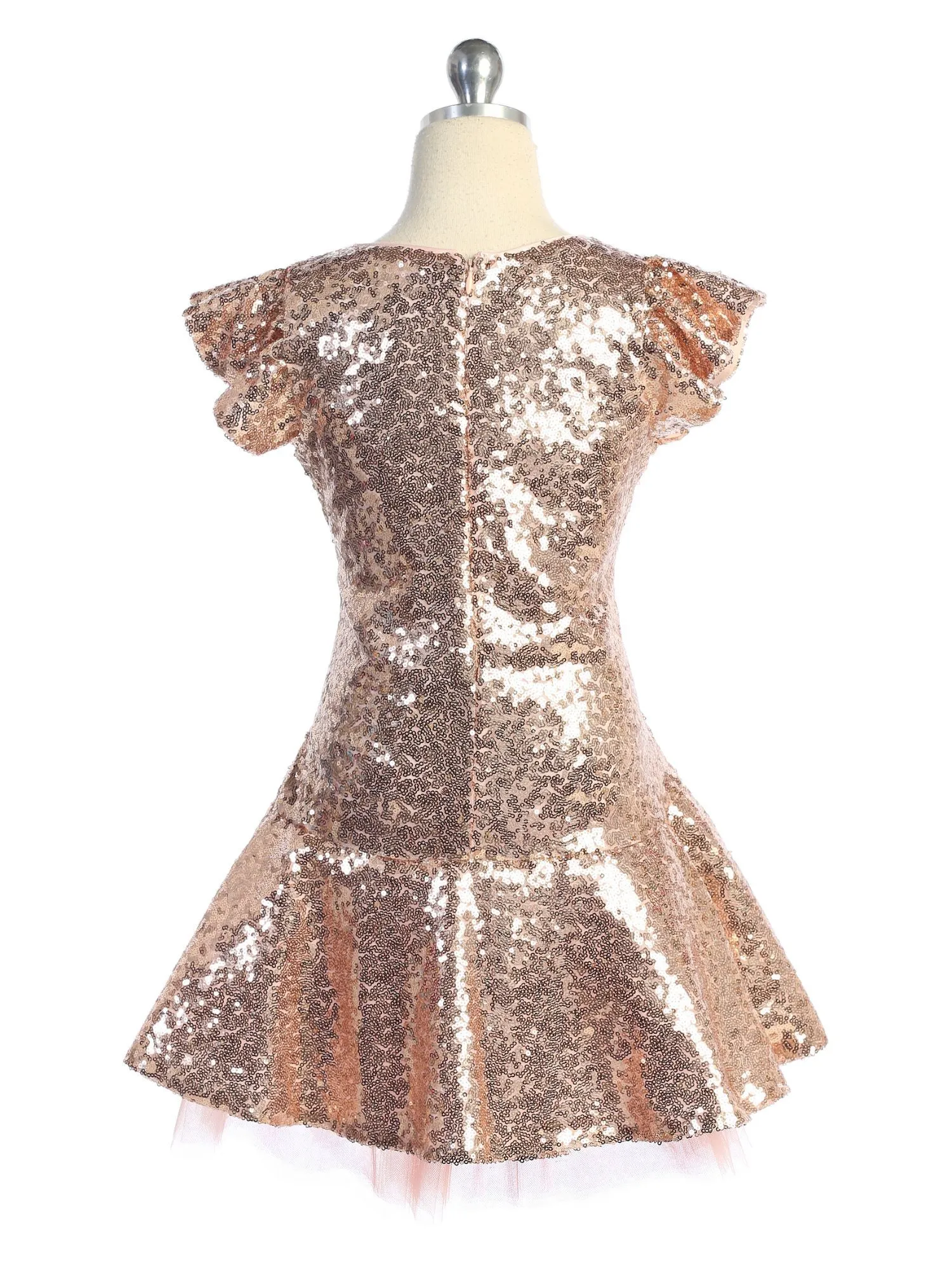 530 - Sequin Ruffle Sleeve Tutu Plus Size Dress