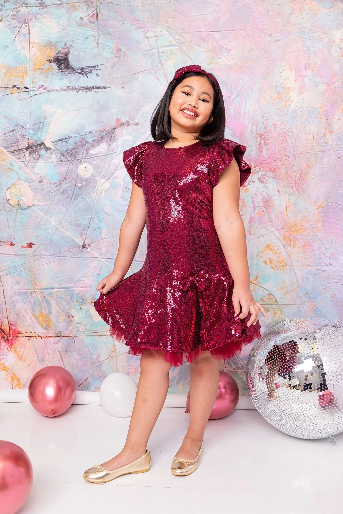 530 - Sequin Ruffle Sleeve Tutu Plus Size Dress
