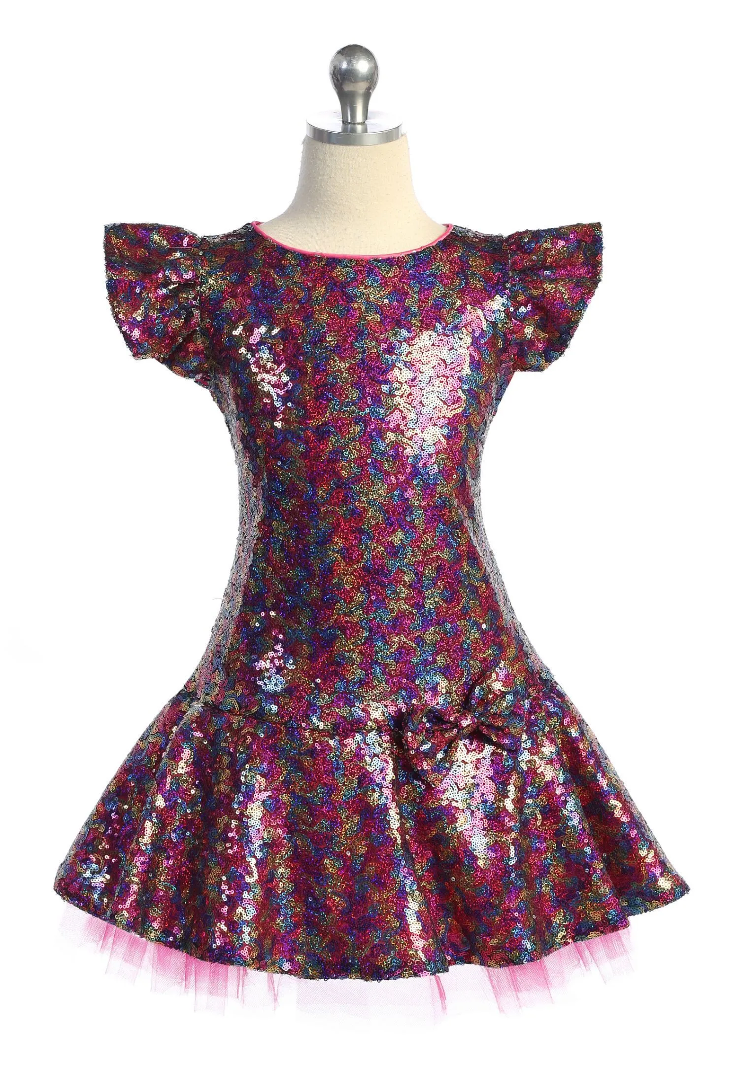530 - Sequin Ruffle Sleeve Tutu Plus Size Dress