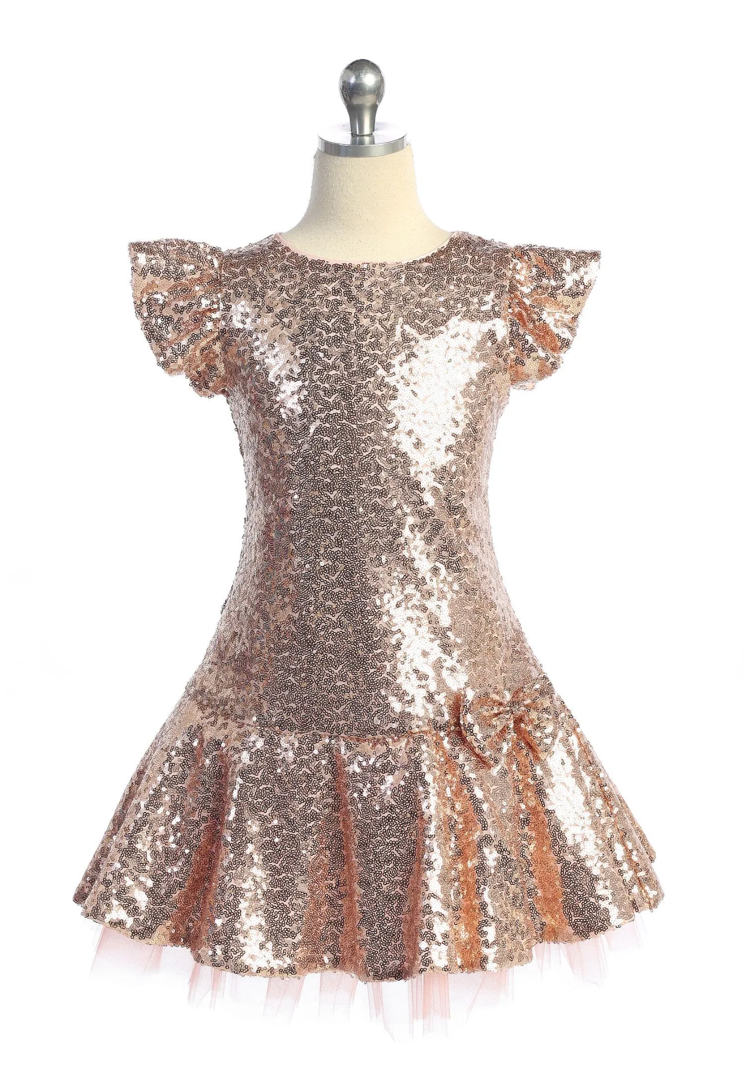 530 - Sequin Ruffle Sleeve Tutu Plus Size Dress