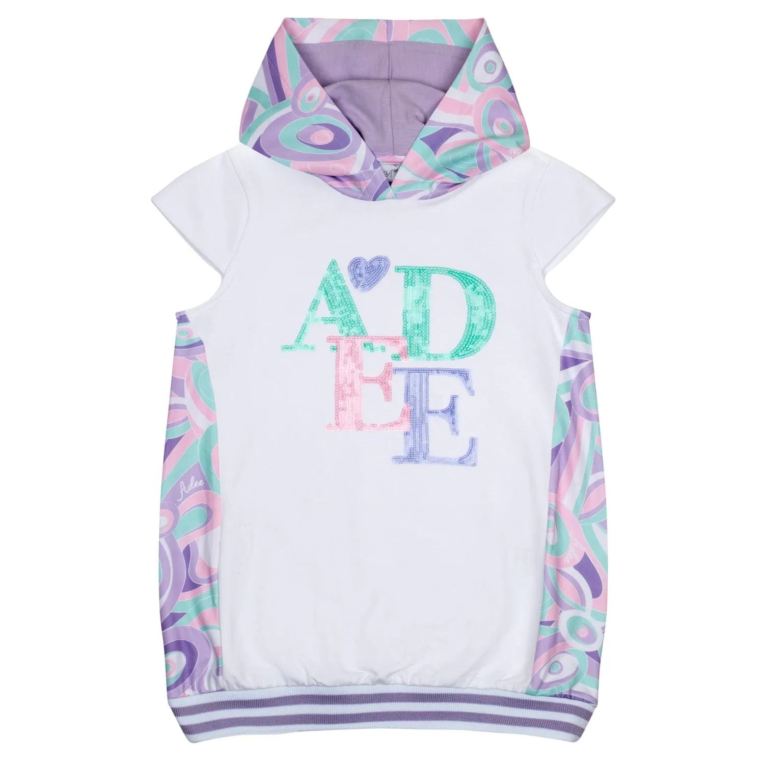 A DEE - Nadia Popping Pastels Hoodie Sweat Dress - White