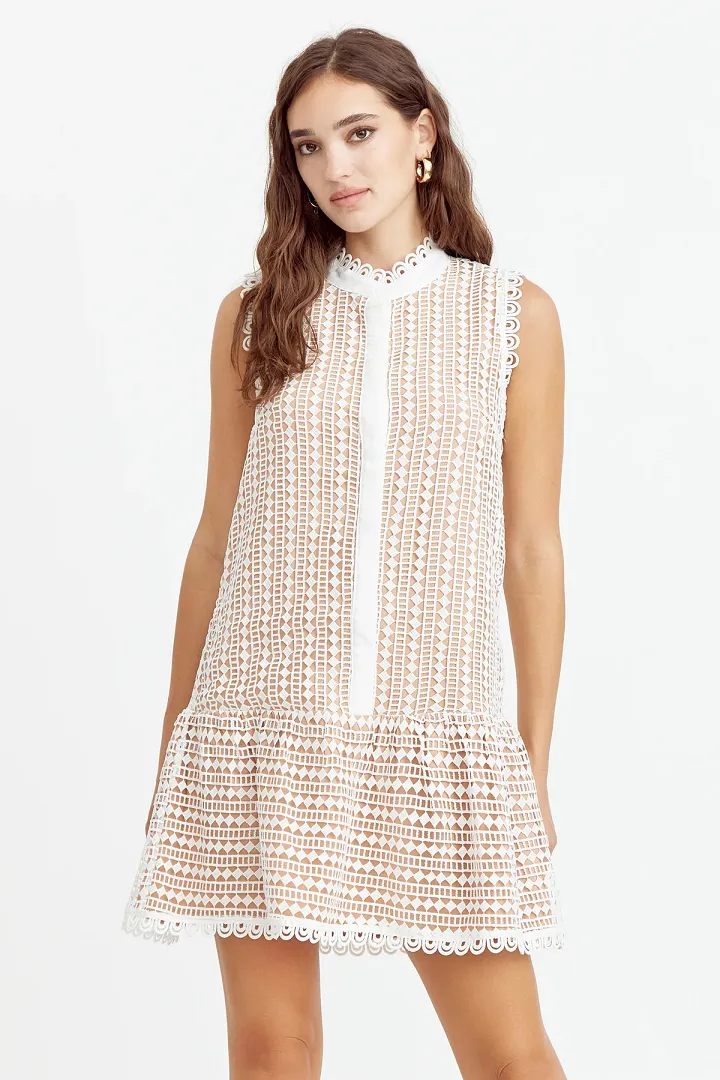 Adelyn Rae Charlotte Shirt Lace Mini Dress