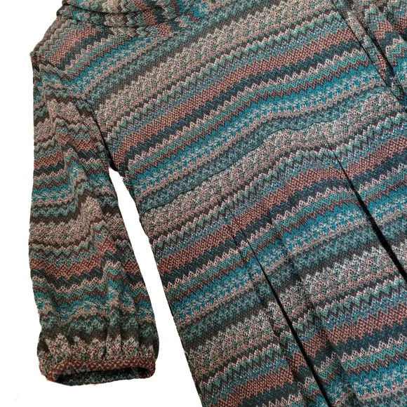 AGB Zig Zag Cozy Turtleneck Long Sleeves Fit and Flare Sweater Dress - M - EUC