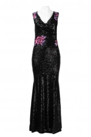 Aidan Mattox MD1E201740 V-Neck Sleeveless Zipper Back Bodycon Embellished Mesh Dress