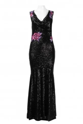 Aidan Mattox MD1E201740 V-Neck Sleeveless Zipper Back Bodycon Embellished Mesh Dress