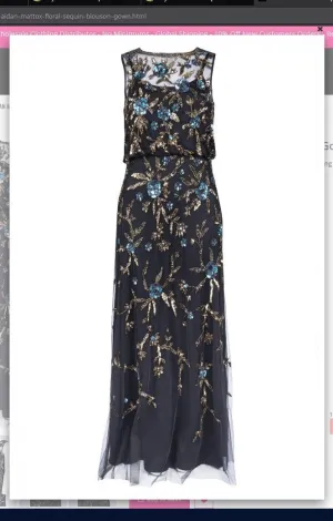 Aidan Mattox MD1E203125 Floral Sequin Blouson Gown