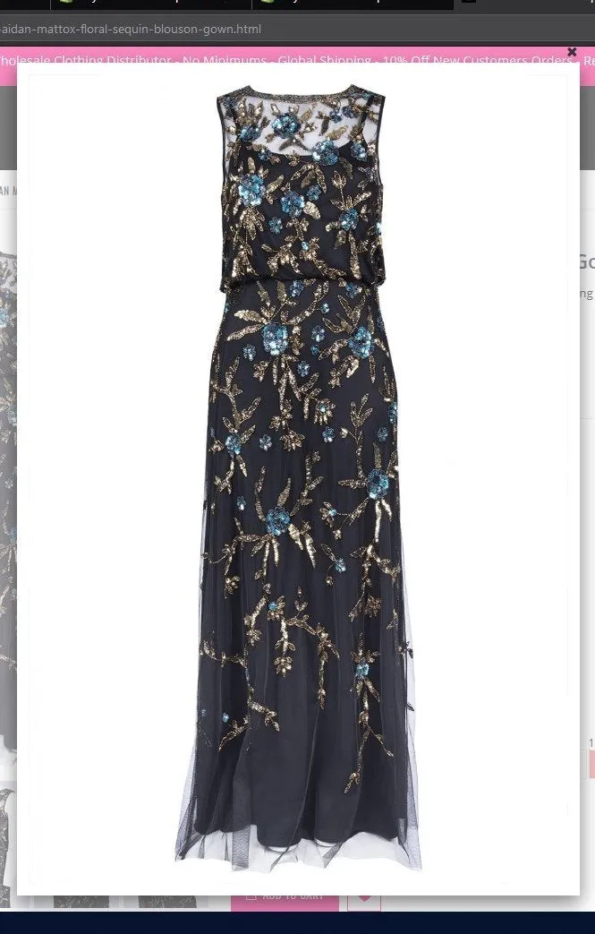Aidan Mattox MD1E203125 Floral Sequin Blouson Gown