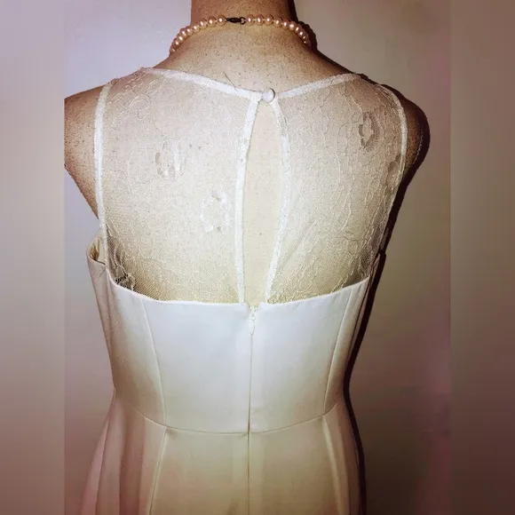 Aiden by Aiden Mattox- Ivory Ilusión Fit &amp; Flare Sleeveless Midi Dress