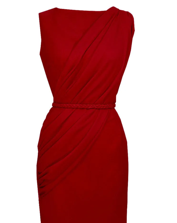 Alexia Red Draped Column Gown