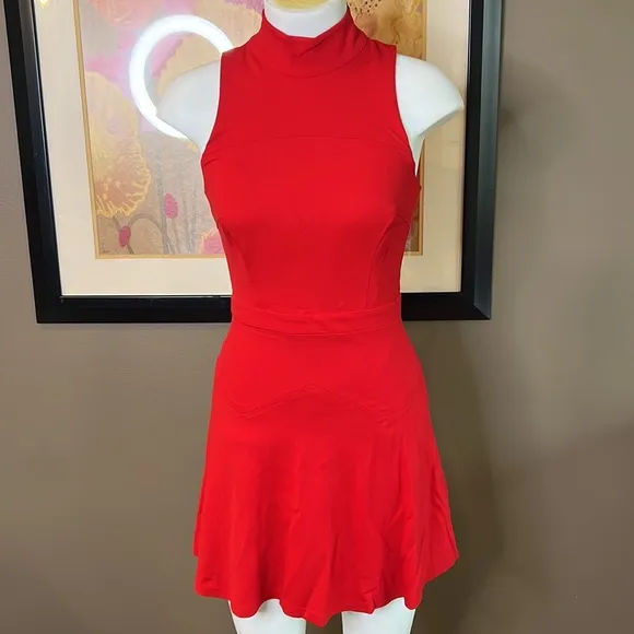 ALI &amp; JAY Melt My Heart Mock Neck Fit &amp; Flare Stretch Mini Dress Size Small