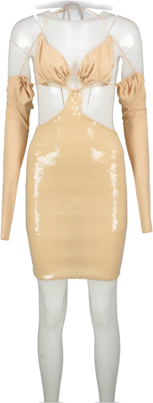 Amazuin Nude Cut Out Sequin Dress One Size