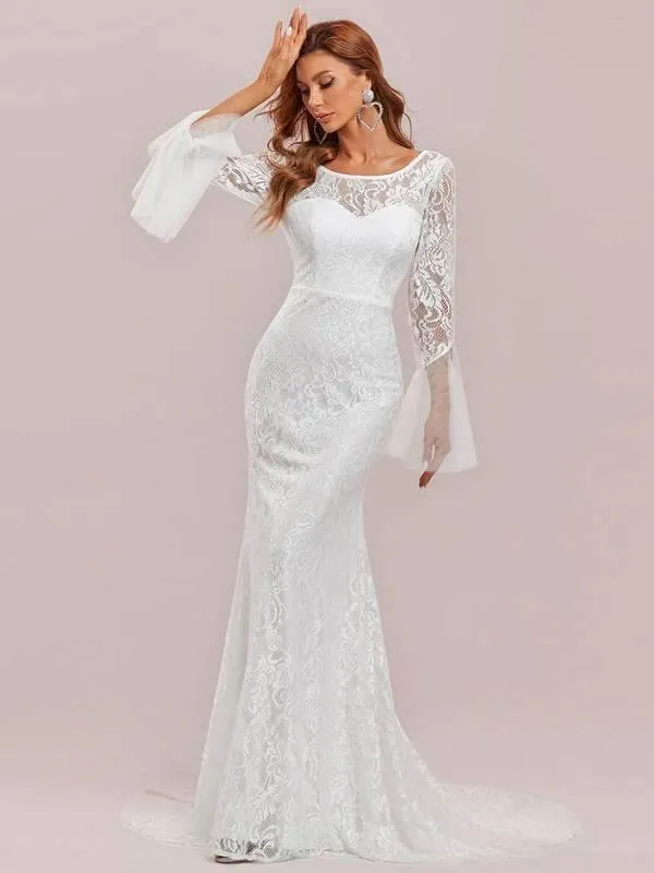 Amelia lace wedding dress with sleeve in ivory Express NZ Wide