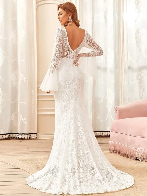 Amelia lace wedding dress with sleeve in ivory Express NZ Wide