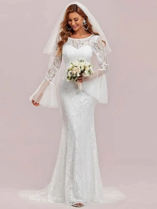 Amelia lace wedding dress with sleeve in ivory Express NZ Wide