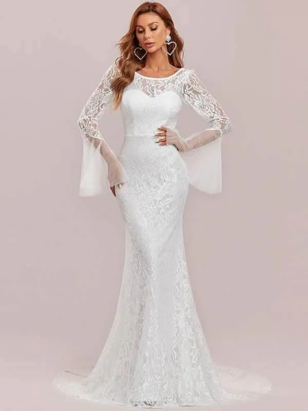 Amelia lace wedding dress with sleeve in ivory Express NZ Wide