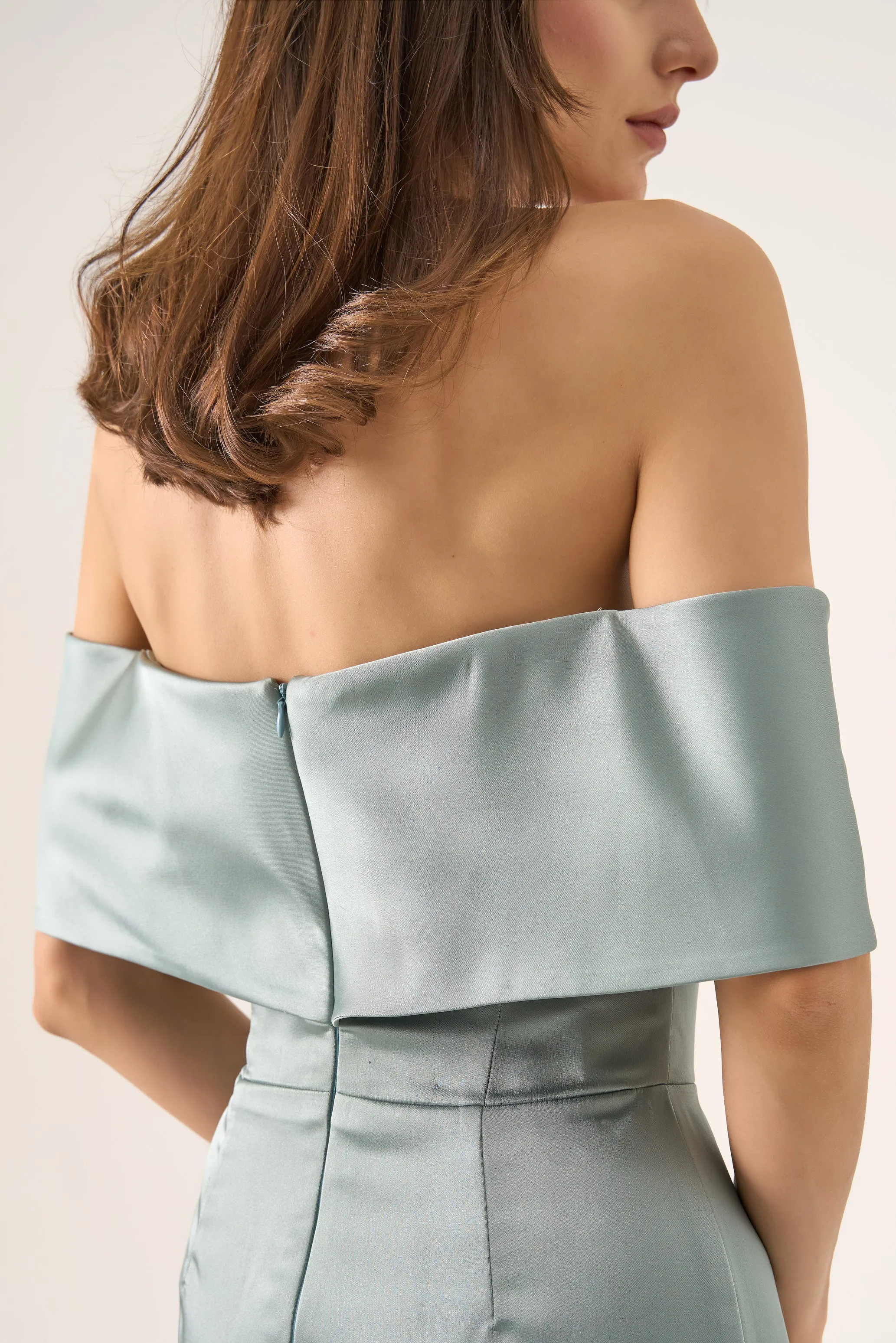 Amelia satin column gown