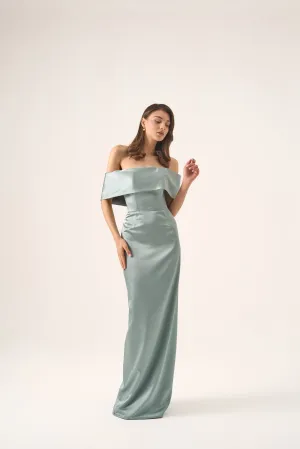 Amelia satin column gown