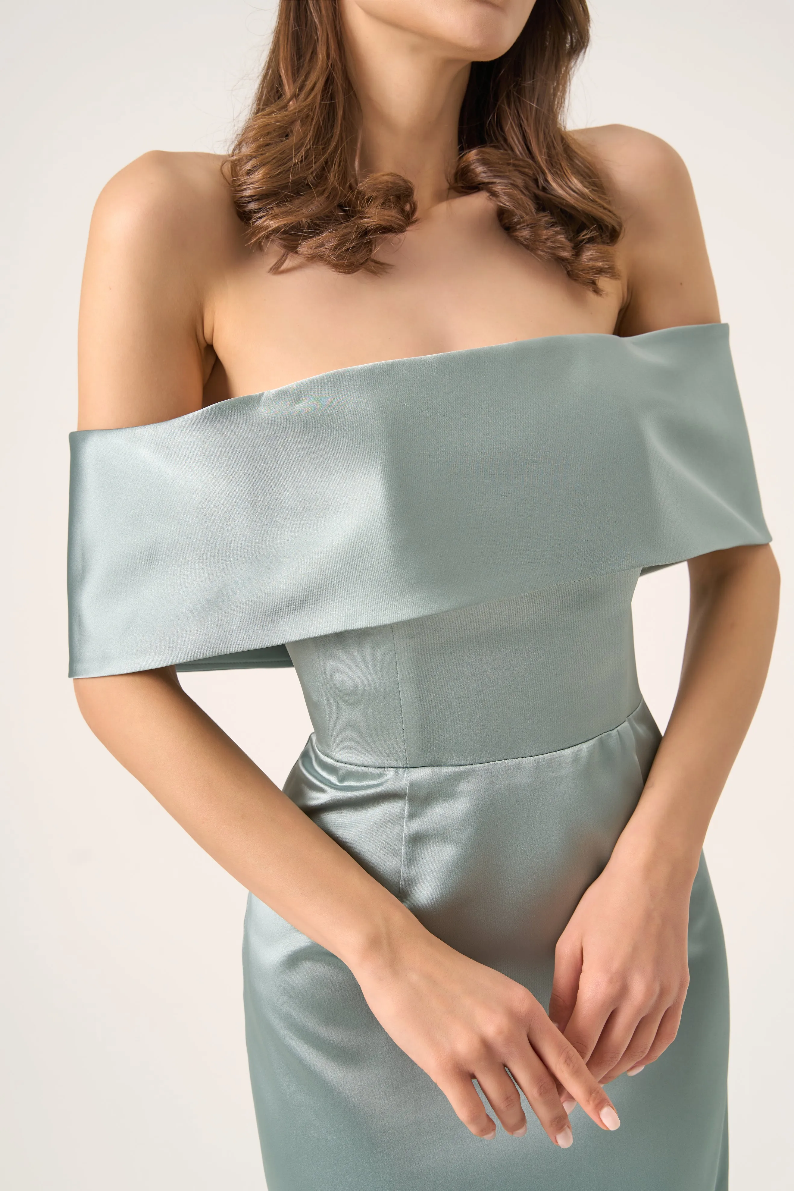 Amelia satin column gown